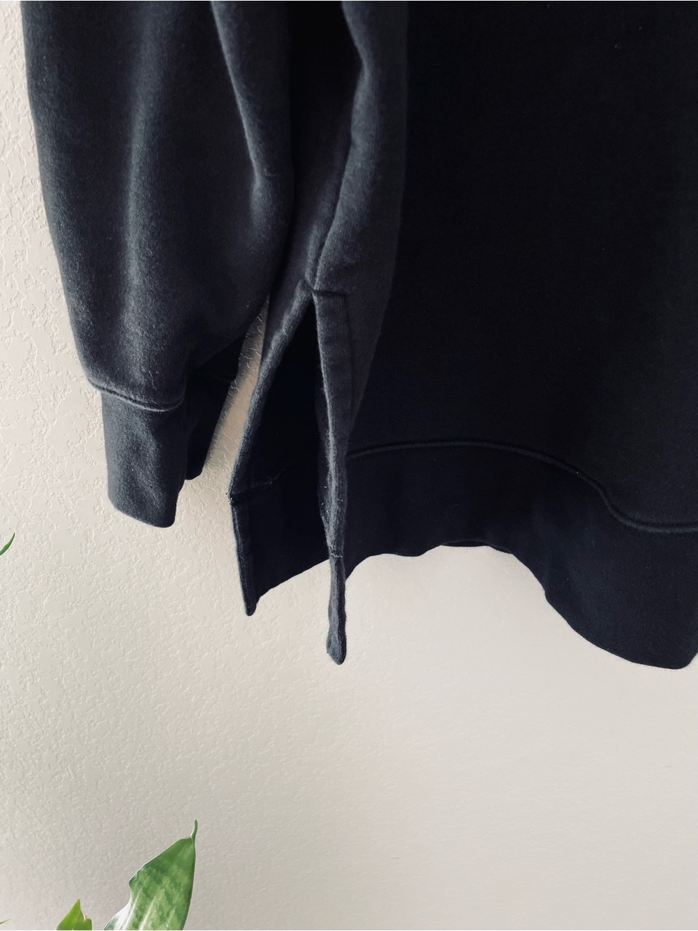 Athleta Black Pull Over Sweatshirt 24/7 Funnel Neck Fleece Side Split Medium - Picture 4 of 6